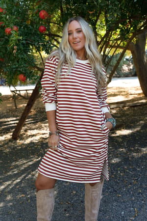 Coastal Stripes Midi Dress: undefined