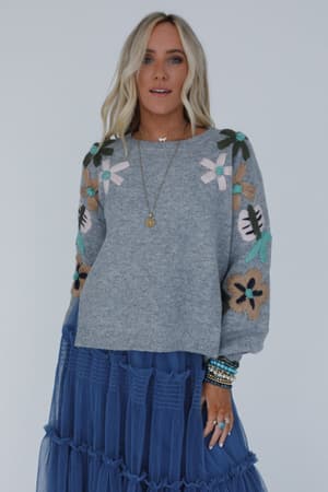 wild-blossom-embroidered-sweater-gray/Gray