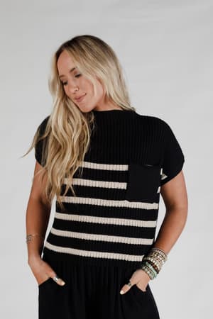 Margot Striped Sweater Top: undefined