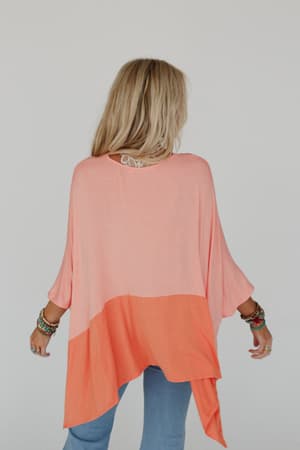 coffee-sunsets-v-neck-top-dark-peach-tangerine/Dark Peach Tangerine