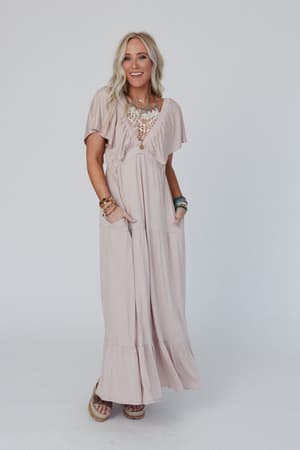 The Nest On Repeat Open Back Ruffle Maxi Dress: undefined