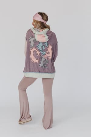 back view of the Peace Out Boho Hoodie in Blue from Three Bird Nest