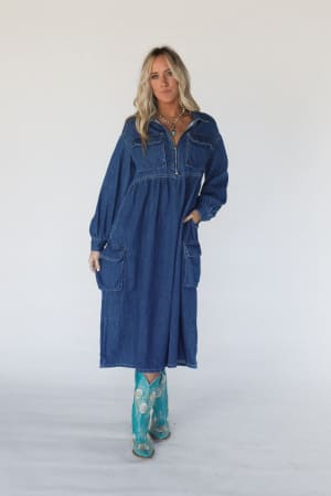 Wild Willow Denim Maxi Dress: undefined