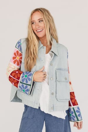 Dahlia Sweater Denim Jacket: undefined