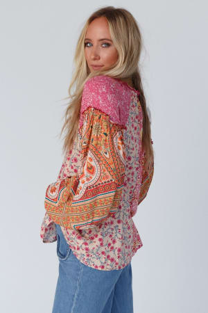 danielle-mixed-floral-printed-top-pink/Pink