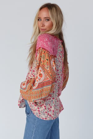 danielle-mixed-floral-printed-top-pink/Pink