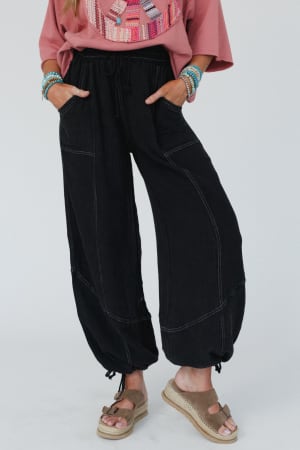 Earth Tone Wide Leg Joggers: undefined