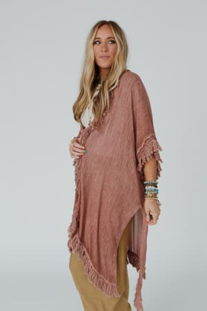 on-the-edge-fringe-kimono-rose-clay/Rose Clay
