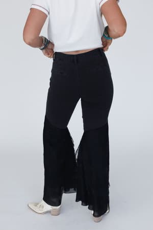 marbella-lace-flared-jeans-black/Black