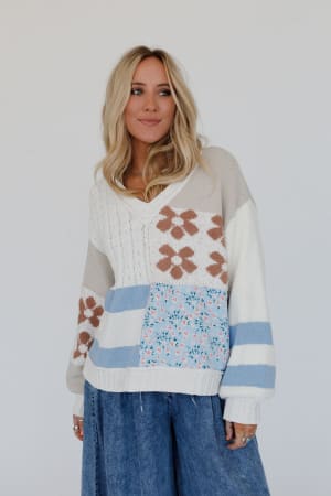 Feeling For Flowers Contrast Sweater: undefined