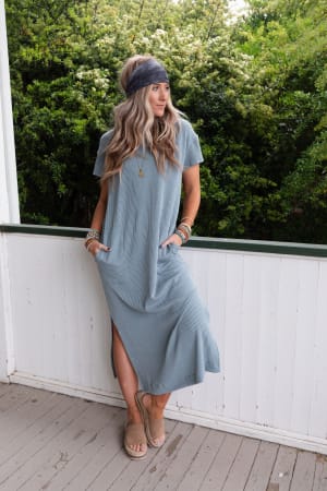 easy-days-maxi-slit-tee-dress-slate/Slate
