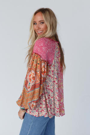 danielle-mixed-floral-printed-top-pink/Pink