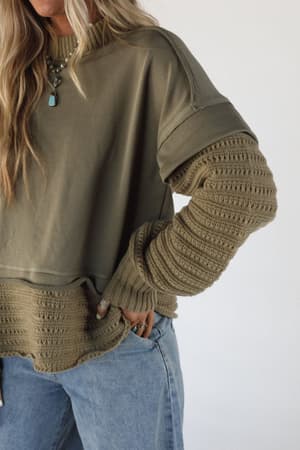moonrise-layered-sweater-top-olive/Olive