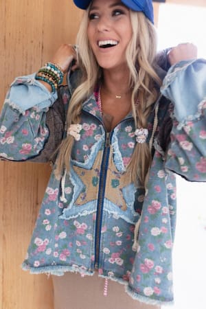 Starlit Petals Hoodie Jacket: undefined