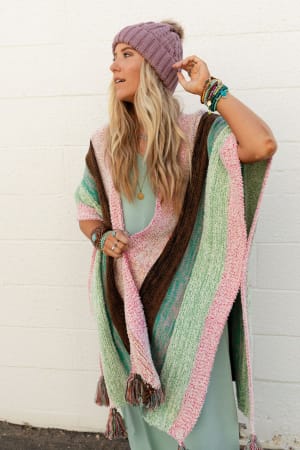 wandering-soul-striped-tassel-ruana-mint/Mint