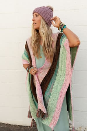 wandering-soul-striped-tassel-ruana-mint/Mint