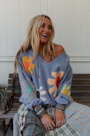 Good Mood Flower Print Sweater: undefined