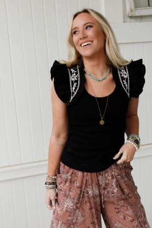 Always Lovely Embroidered Top: undefined