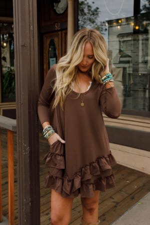 constance-ruffle-hem-long-sleeve-dress-khaki/Khaki