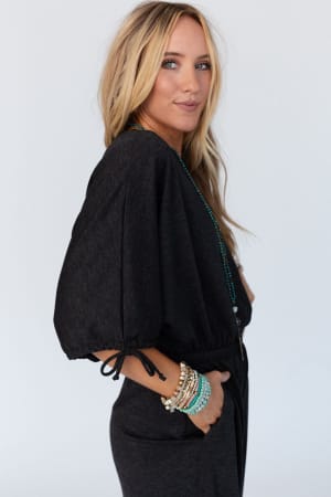 The Nest Carolina Comfy Wide Leg Jumpsuit in Charcoal from Three Bird Nest