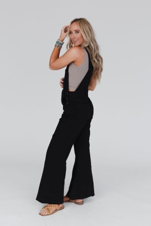 Milly Distressed Hem Wide Leg Overall: undefined