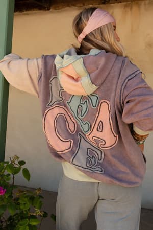 Peace Out Boho Hoodie in Blue from Three Bird Nest