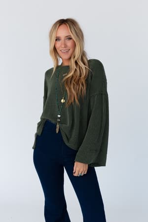 love-it-v-neckline-textured-top-olive/Olive