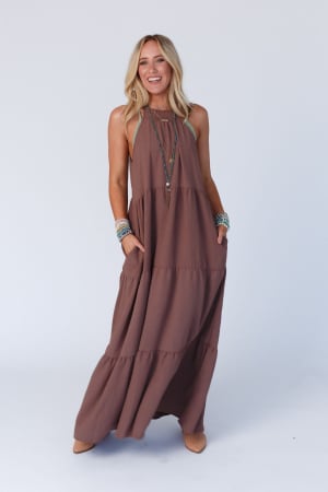 The Nest Scarlett Baby Waffle Tiered Maxi Dress: undefined