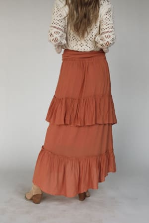 washed-ashore-ruffled-maxi-skirt-brick/Red