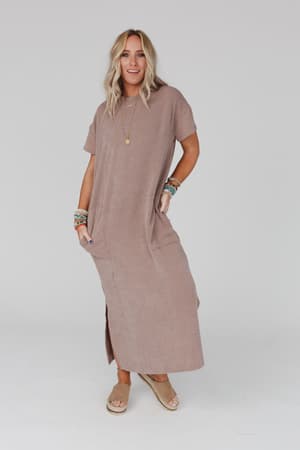 easy-days-maxi-slit-tee-dress-acorn/Acorn