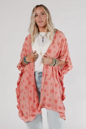 Petal Glow Embroidered Kimono: undefined