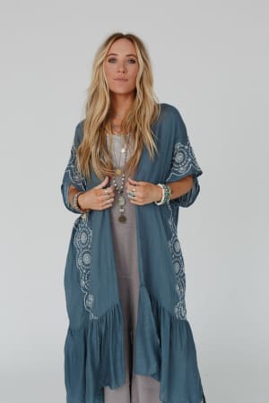 coronado-embroidered-longline-kimono-blue-gray/Blue Gray