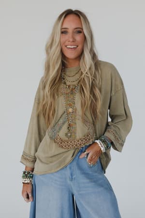 josephine-peace-patchwork-top-olive/Olive