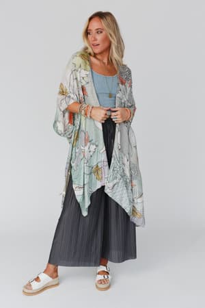 Timber Printed Kimono: undefined