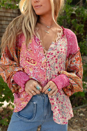 danielle-mixed-floral-printed-top-pink/Pink