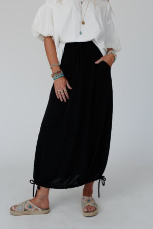 all-in-drawstring-maxi-skirt-jet-black/Jet Black