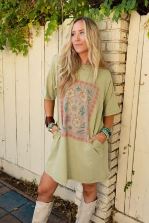 Fall Blossoms Tee Dress: undefined