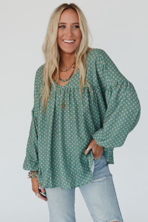 kendrix-printed-top-teal/Teal