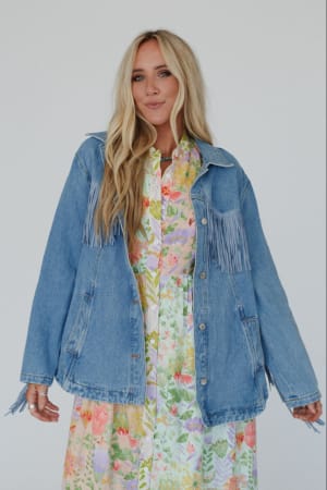 Jackson Hole Button Down Jacket in Denim from 3BN