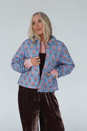 Endless Path Floral Checkered Jacket: undefined