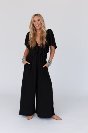 on-repeat-open-back-ruffle-jumpsuit-black/Black