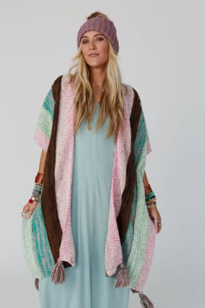 wandering-soul-striped-tassel-ruana-mint/Mint