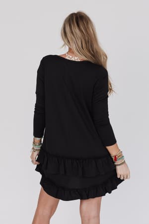 constance-ruffle-hem-long-sleeve-dress-black/Black