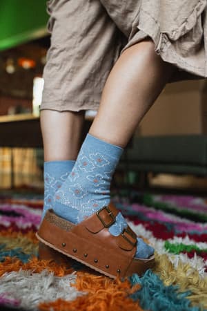 retro-bloom-socks-blue/Blue