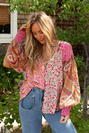danielle-mixed-floral-printed-top-pink/Pink