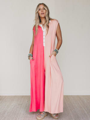 Here for the Party Jumpsuit - Coral Salmon L / Coral Salmon