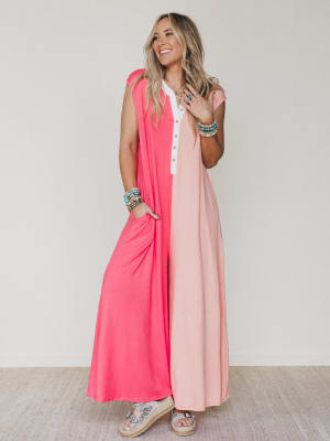 Here for the Party Jumpsuit - Coral Salmon L / Coral Salmon