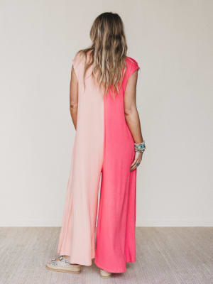 Here for the Party Jumpsuit - Coral Salmon L / Coral Salmon