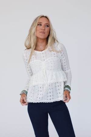 Say So Tiered Crochet Top: undefined