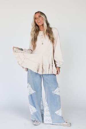 gia-ruffled-tiered-tunic-top-oatmeal/Beige